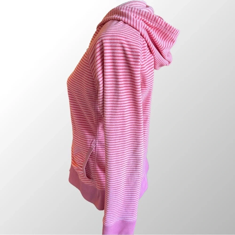 The North Face Pink Candy Stripe Full Zip Up Hoodie Jacket in‎ Girl's Large (16)